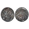 Image 1 : Ancient India: Eastern Chalukyas - alloyed copper coin of Kubja Vishnu Vardhana (624-641 AD) alias V