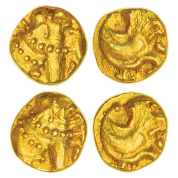 Medieval India: Western Gangas (10th-11th century AD), gold gajapati fanam (2), MCSI-I 195-196, 0.39
