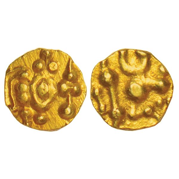 Medieval India: Santaras of Santalige/Malenadu - uninscribed gold ¼ fanam (Haga), (c.1000-1050 AD),
