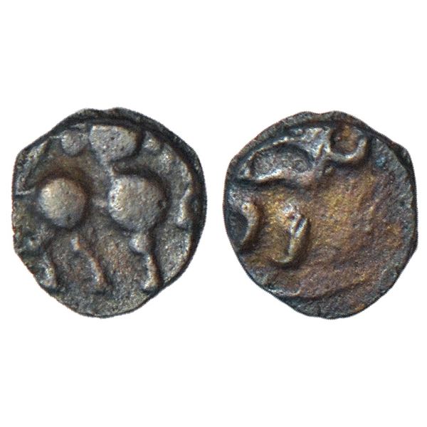 Medieval India: Chalukyas of Kalyani - unattributed silver ¼ tara, (c.1100-1200 AD),