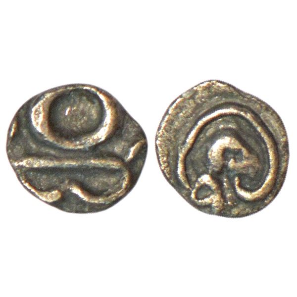 Medieval India: Chalukyas of Kalyani or feudatories - unattributed silver ¼ tara, (c.1100-1200 AD),