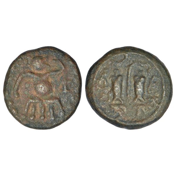 Medieval India: Pandyas of Madurai, copper coin of uncertain ruler, (1200-1300 AD), 3.38g.