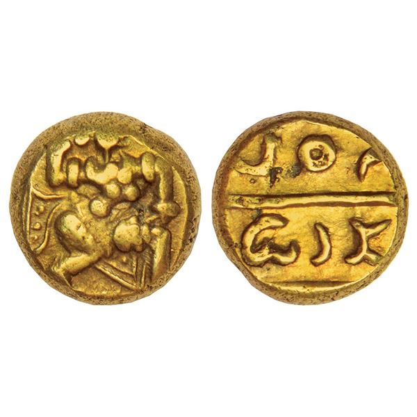 Medieval India: Pre-Vijayanagar period (1250-1300 AD), base gold hon from South Karnataka/West Andhr