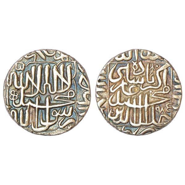 Mughals: Akbar (1556-1605 AD), silver rupee, Bhakkar mint, AH 985, KM 80.6, 11.39g.