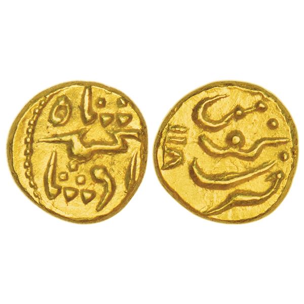 Mughals: Muhammad Shah (1719-1748 AD), gold pagoda, Guti mint (fully visible), AH 11(6)8, KM E440.2,