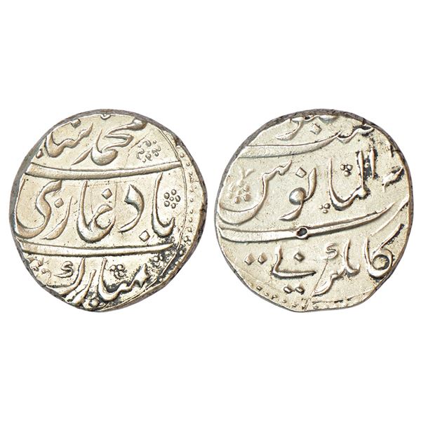 Mughals: Muhammad Shah (1719-1748 AD), silver rupee, Kankruti mint (fully visible), KM 436.35, 11.46
