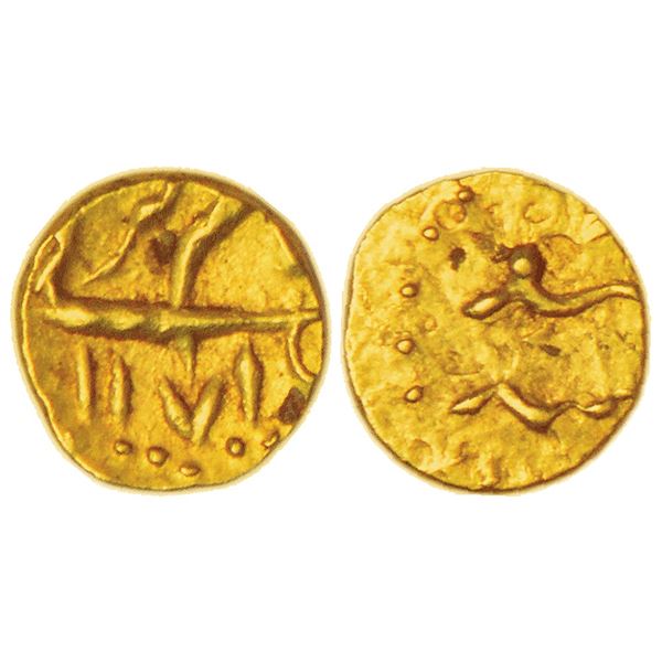 Mughals: Alamgir II (1754-1759 AD), gold ½ fanam, Siddhaut mint (visible almost full), AH 1171, 0.21