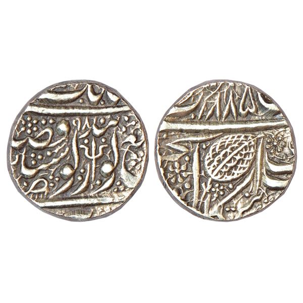 Independent Kingdoms: Sikh Empire, silver rupee, Amritsar mint, Nanak Shahi couplet, VS 1885/98,