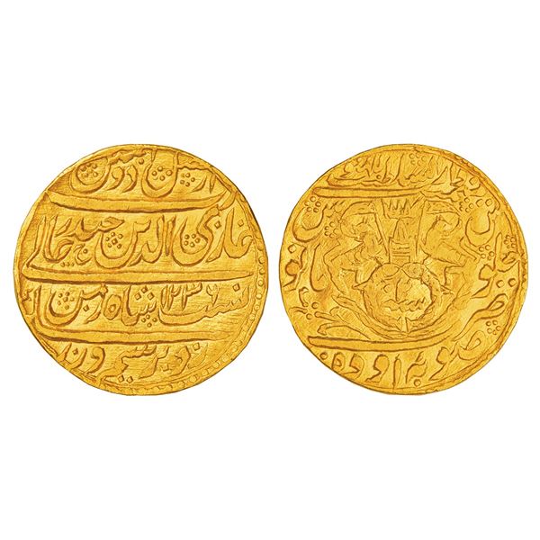 Princely States: Awadh, Ghazi ud-Din Haidar (1819-1827 AD), gold ashrafi, Dar us-Sultanat Lakhnau