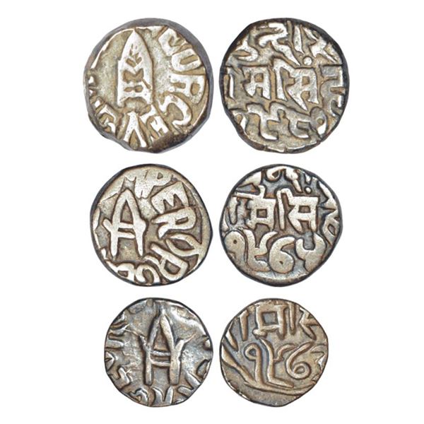 Princely States: Bundi, Raghubir Singh (1889-1927 AD), set of 3 silver coins, in the name of George