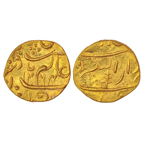 Princely States: Gwalior, Jayaji Rao (1843-1886 AD), gold mohur, Burhanpur mint,