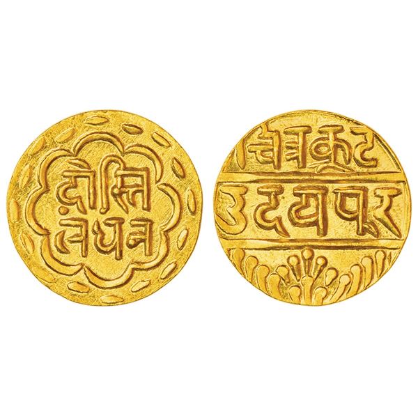 Princely States: Mewar-Udaipur, Swarup shahi series, gold mohur, struck at Udaipur mint,