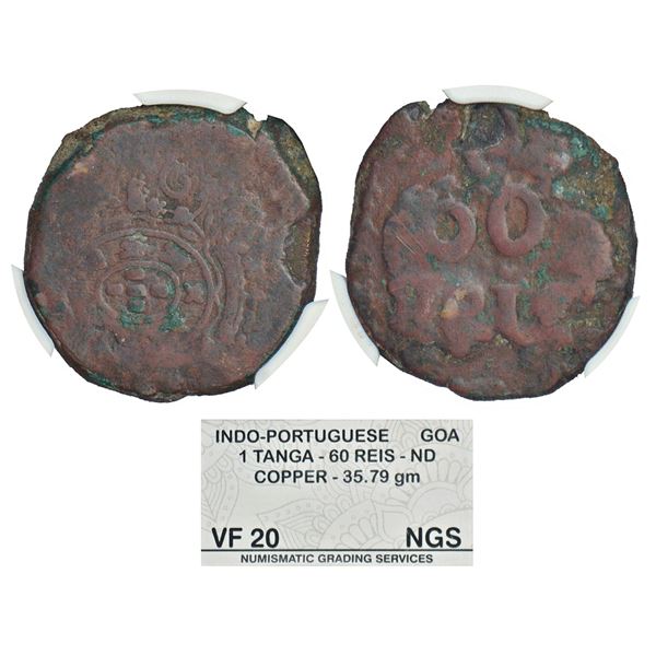 Portuguese India, D. Joao VI (1816-1826 AD), Goa, copper tanga (60 reis), KM 218. Obv: Crowned oval