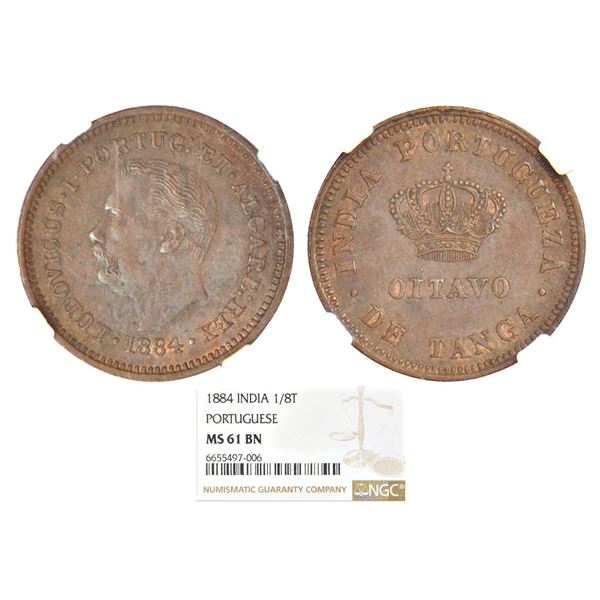 Portuguese India, D. Luiz I (1861-1889 AD), colonial coinage, machine struck, copper ⅛ tang