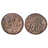 Image 1 : Madras Presidency, Madras mint, early coinage, copper 10 cash (dudu), AD (1)795, PR 60; Stevens EIC