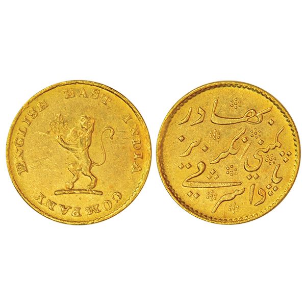 Madras Presidency, Madras mint, later coinage, gold ¼ ashrafi, ND (1819), Stevens EIC 4.6; PR 243,