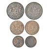 Image 1 : Madras Presidency, set of 3 copper coins, 4 Pies, 8.27g; 2 Pies, 4.18g and 1 Pie, 2.06g, AD 1825/AH