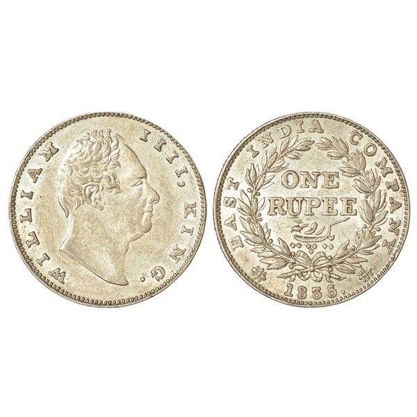 British India: William IV, silver rupee, 1835, Bombay mint, no initial, B/II, bud leaves, 20 berries
