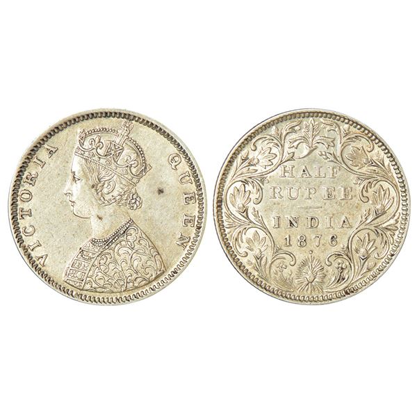 British India: Victoria Queen, silver ½ rupee, 1876, Bombay mint, B2/II/dot, PR 287; GK 606.