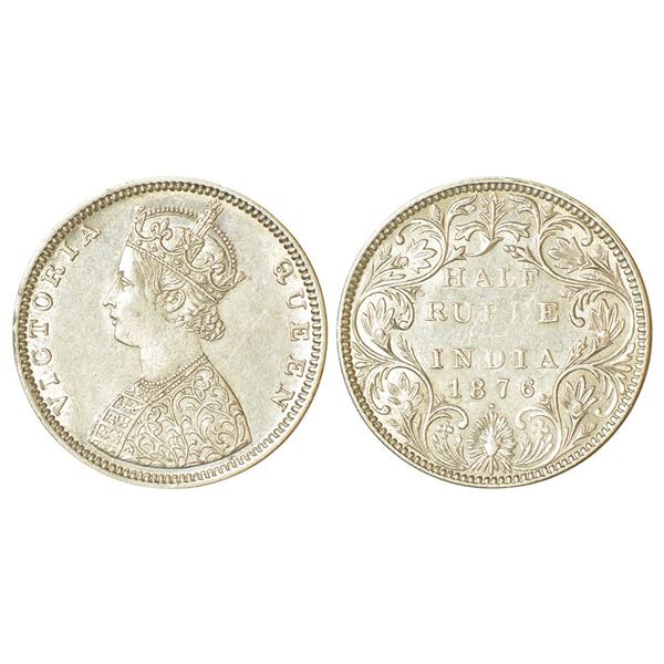 British India: Victoria Queen, silver ½ rupee, 1876, Bombay mint, B2/II/dot, PR 287; GK 606.