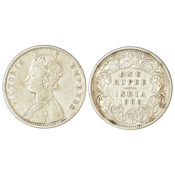 British India: Victoria Empress, mule, silver rupee, 1886, Calcutta mint, C2/I/'C' incused, unlisted