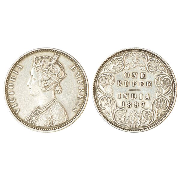 British India: Victoria Empress, silver rupee, 1897, Bombay mint, C2/I/'B' incused, PR 183; GK 581.