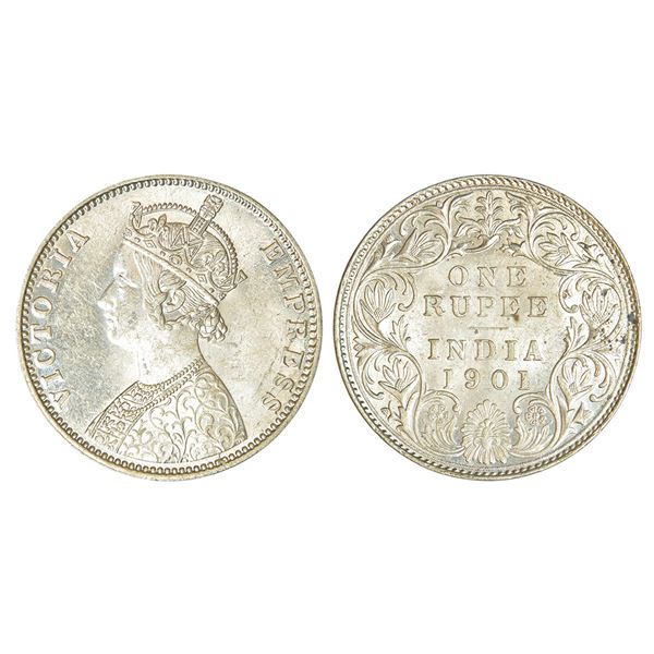 British India: Victoria Empress, silver rupee, 1901, Bombay mint, A3/I/'B' incused, PR 187.