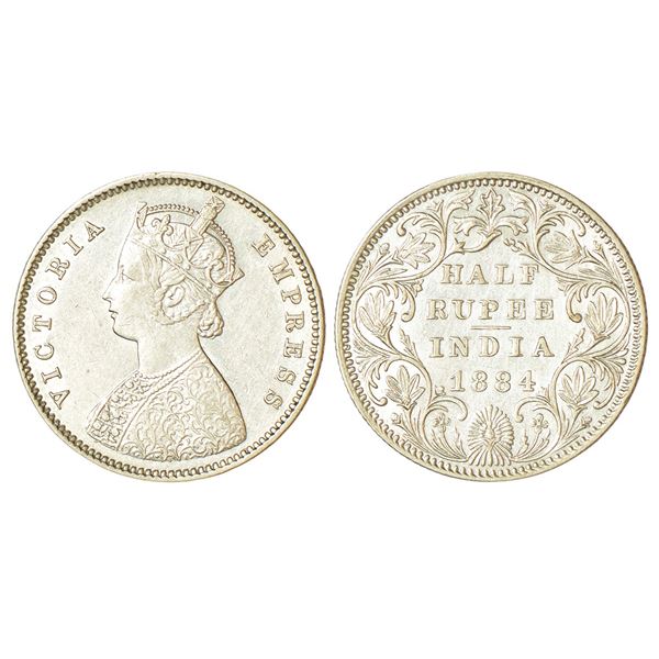 British India: Victoria Empress, silver ½ rupee, 1884, Bombay mint, A/II/no dot, PR 293; GK 627.