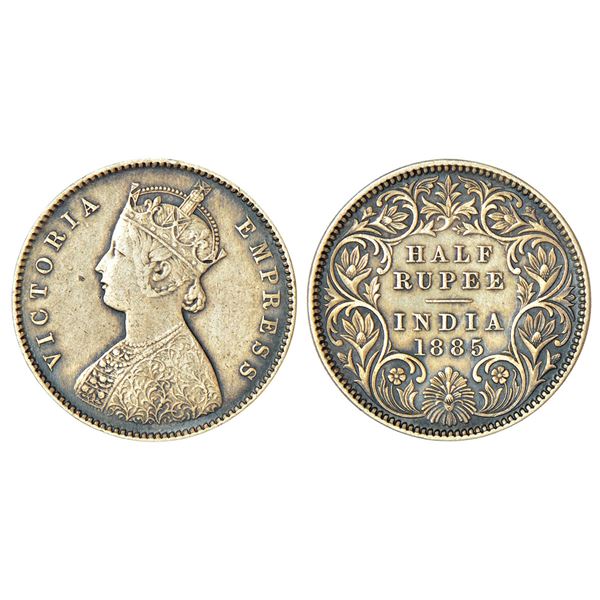 British India: Victoria Empress, silver ½ rupee, 1885, Calcutta mint, A/I/'C' incused, PR 269; GK 63