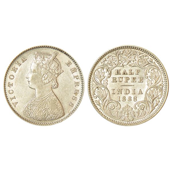 British India: Victoria Empress, silver ½ rupee, 1888, Calcutta Mint, A/I/'C' incused, PR 272; GK 64