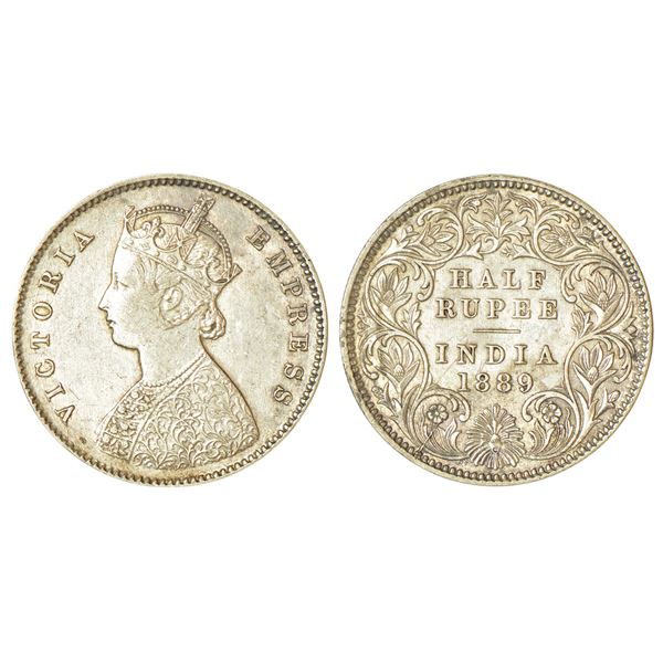 British India: Victoria Empress, silver ½ rupee, 1889, Calcutta mint, A/I/'C' incused, PR 273; GK 64