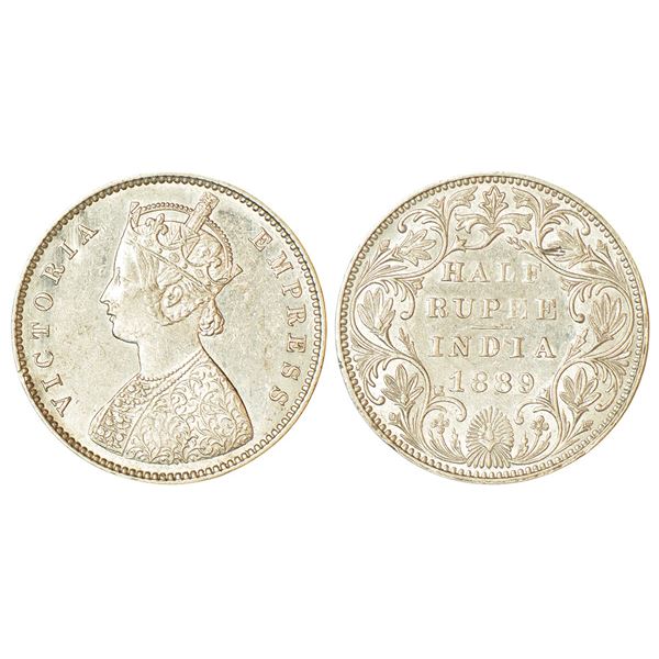 British India: Victoria Empress, silver ½ rupee, 1889, Bombay mint, A/II/'B' raised, PR 299; GK 642-