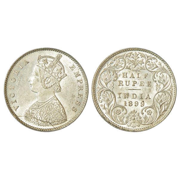 British India: Victoria Empress, silver ½ rupee, error, 1899, Bombay mint, A/I/'B' incused