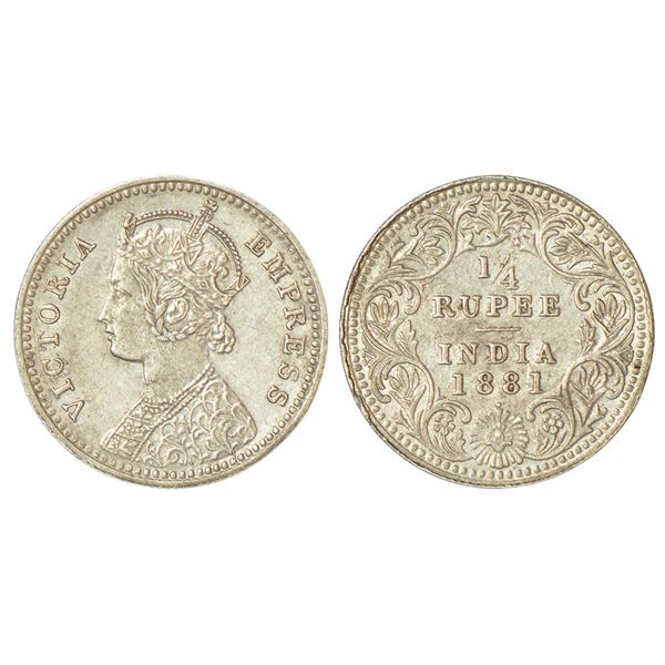 British India: Victoria Empress, silver ¼ rupee, 1881, Bombay mint, C/II/dot, unlisted in PR; GK 679