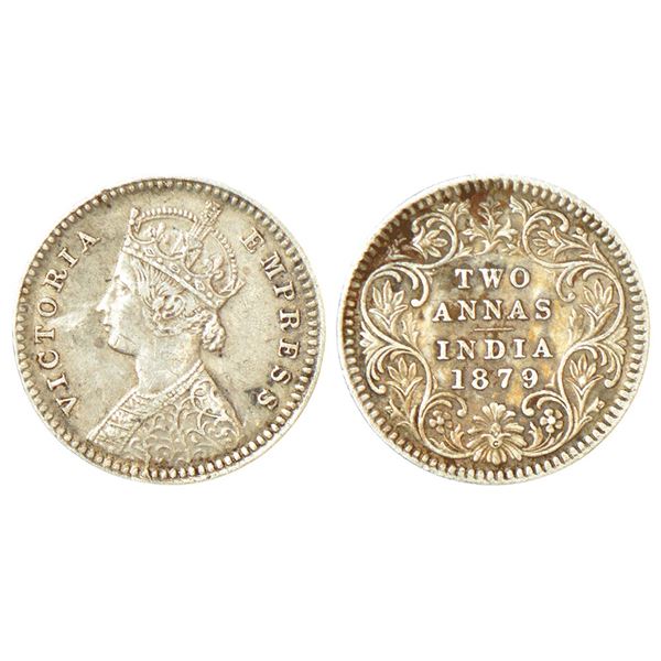 British India: Victoria Empress, silver 2 annas, 1879, Calcutta mint, B/II/'C' incused, PR 494;
