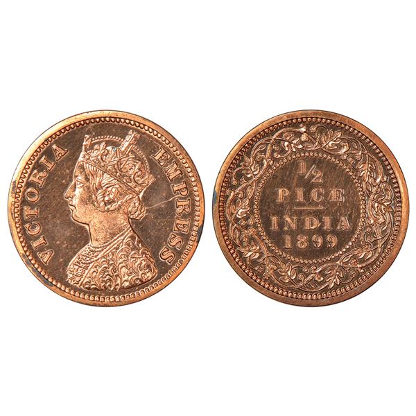 British India: Victoria Empress, Proof re-strike, copper ½ pice, 1899, Calcutta mint, A/I/no mm,