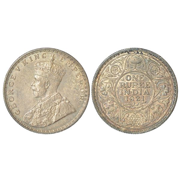 British India: George V, silver rupee, 1921, Bombay mint, dot, PR 227; GK 1043.