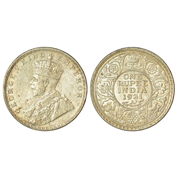 British India: George V, silver rupee, 1921, Bombay mint, dot, PR 227; GK 1043.