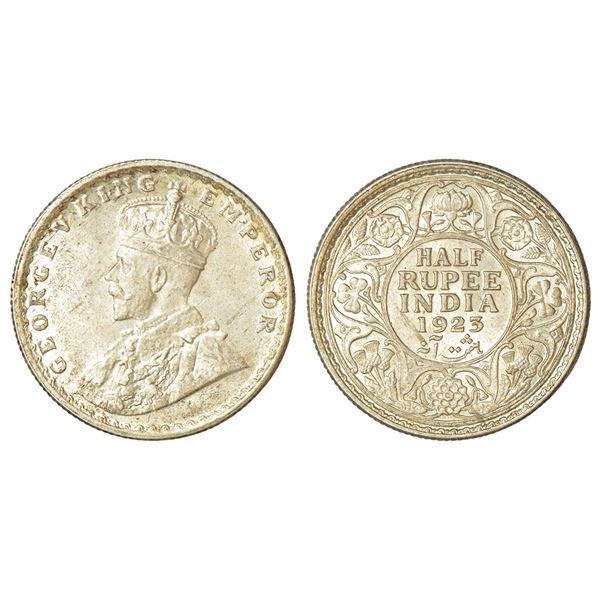British India: George V, silver ½ rupee, 1923, Calcutta mint, no dot, PR 326; GK 1061.