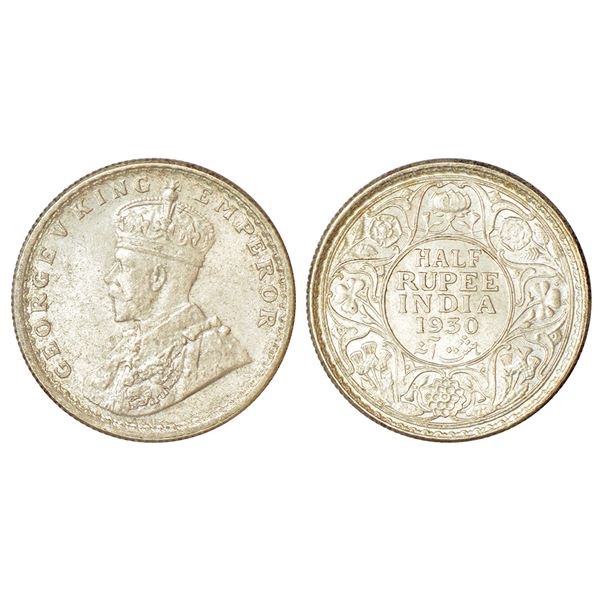 British India: George V, silver ½ rupee, 1930, Calcutta mint, no dot, PR 332; GK 1072.