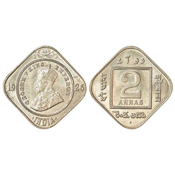 British India: George V, cupro-nickel 2 annas, 1926, Bombay mint, dot, PR 899; GK 1129.
