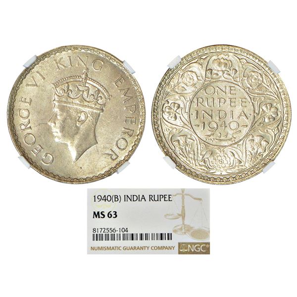 British India: George VI, half silver rupee, 1940, Bombay mint, A(a)/I/dot, PR 237; GK 1258.