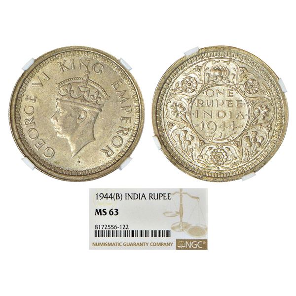British India: George VI, half silver rupee, 1944, Bombay mint, D/II/dot, PR 245; GK 1280.