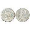 Image 1 : Republic India: 2011, 5 rupees, error, off metal strike (OMS), wrongly struck in stainless steel on