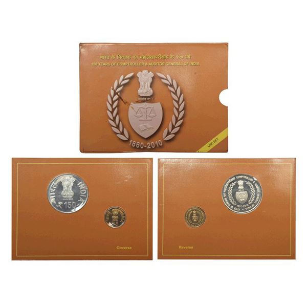 Republic India: 2011, 150 Years of Comptroller & Auditor General of India, UNC set of 2 coins,