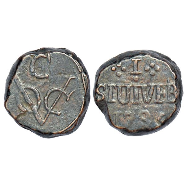 Foreign: Ceylon, Dutch occupation (1640-1802 AD), copper stuiver, Colombo mint, 1785, KM 26, 12.16g.