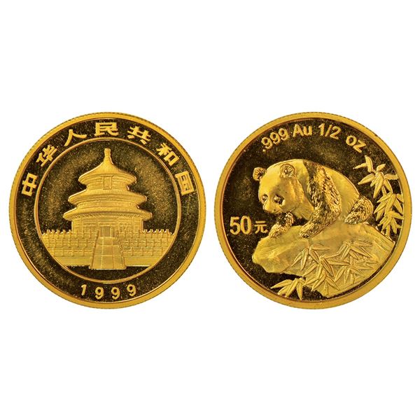 Foreign: China, People's Republic, Panda series, gold 50 yuan, 1999, KM 1220, 15.57g (999 fine, 1/2o