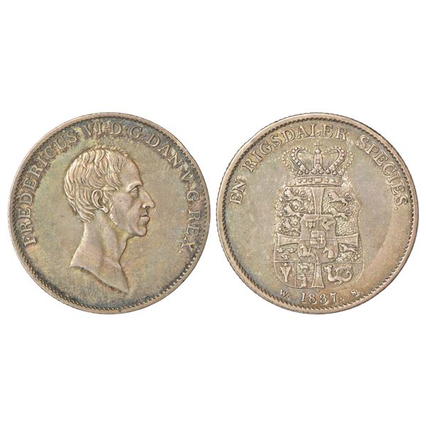 Foreign: Denmark, Frederik VI (1808-1837 AD), silver speciedaler, 1837, 'IC/WS' mint mark, KM 695.4,