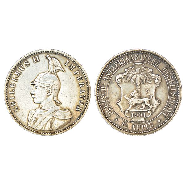 Foreign: German East Africa, Wilhelm II (1888-1918 AD), silver ½ rupie, 1901, KM 4, 5.81g.