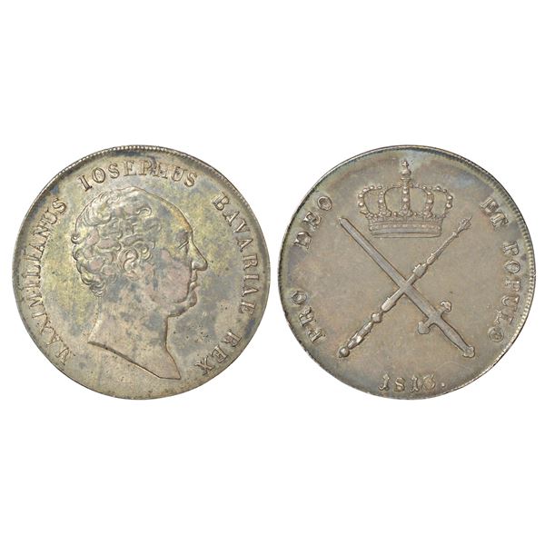 Foreign: German State-Bavaria, Maximilian IV Josef, silver thaler (krone), 1813, KM 706.1-706.2, 29.
